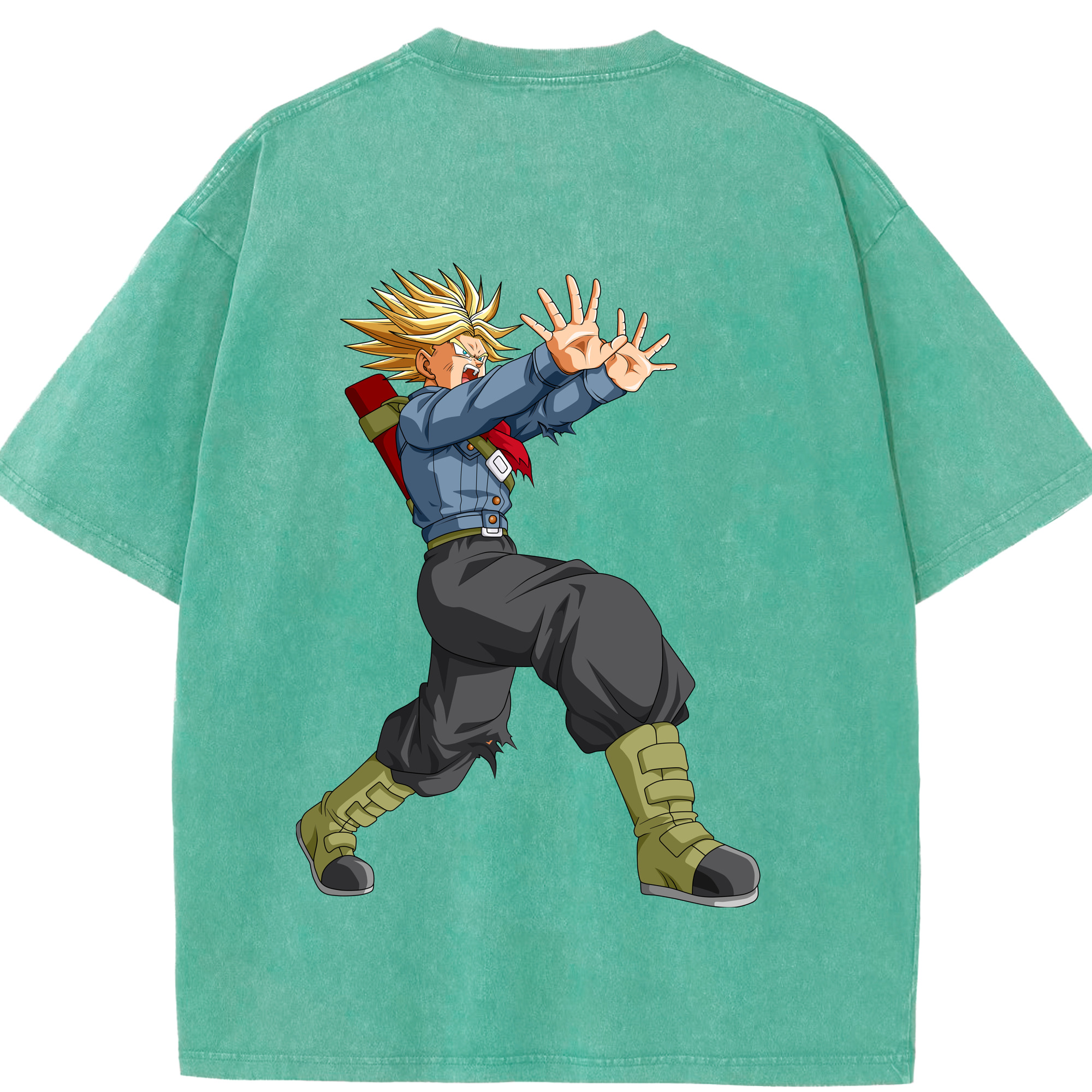 （画像用） ドラゴンボール トランクス（Torankusu）DRAGON BALL Trunks 綿100% ヴィンテージ風 半袖Tシャツ（背面プリント）